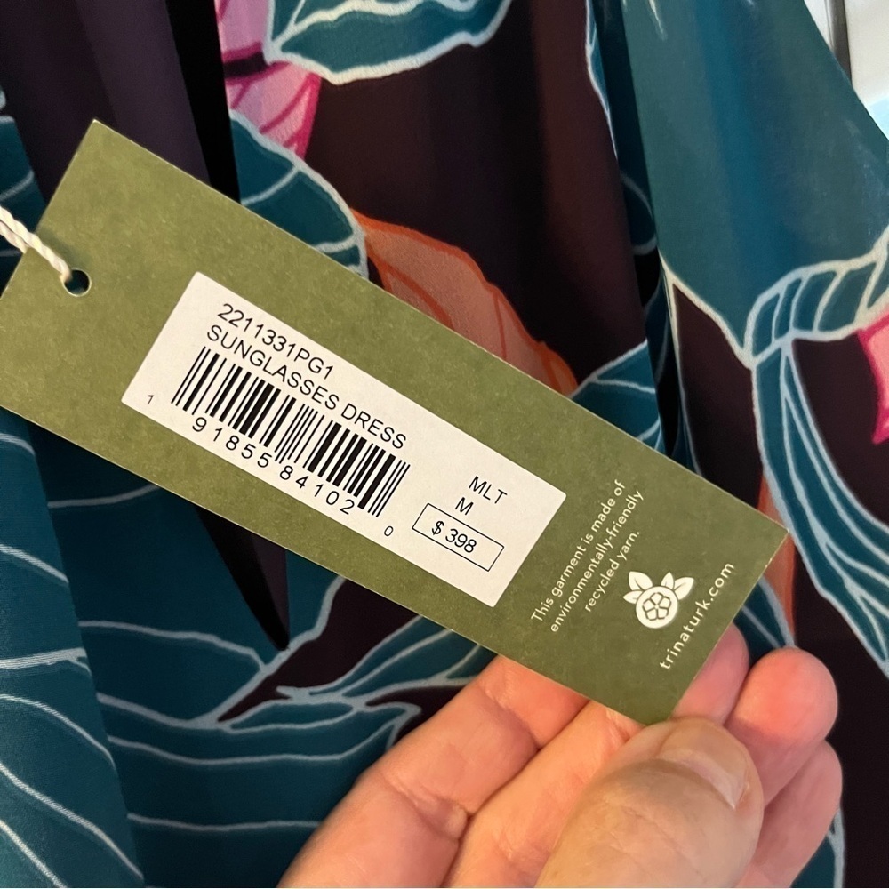 Trina Turk NWT Sunglasses Maxi Dress Tropical Print Teal,Pink,Tangerine Sz M - Picture 12 of 14